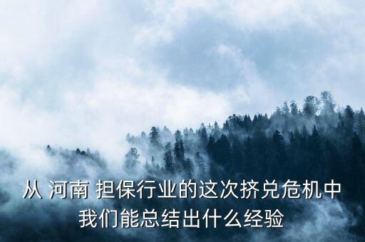 從 河南 擔保行業(yè)的這次擠兌危機中我們能總結出什么經驗