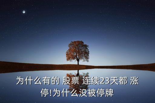 為什么有的 股票 連續(xù)23天都 漲停!為什么沒被停牌