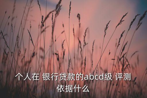 個(gè)人在 銀行貸款的abcd級(jí) 評(píng)測(cè)依據(jù)什么