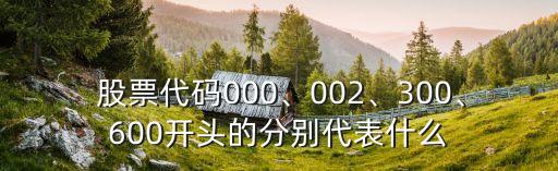  股票代碼000、002、300、600開(kāi)頭的分別代表什么