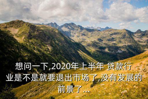 想問(wèn)一下,2020年上半年 貸款行業(yè)是不是就要退出市場(chǎng)了,沒(méi)有發(fā)展的前景了...