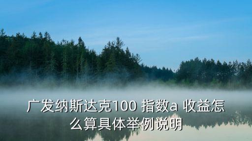 廣發(fā)納斯達(dá)克100 指數(shù)a 收益怎么算具體舉例說明