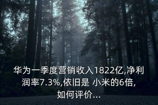 華為一季度營銷收入1822億,凈利潤率7.3%,依舊是 小米的6倍,如何評價(jià)...