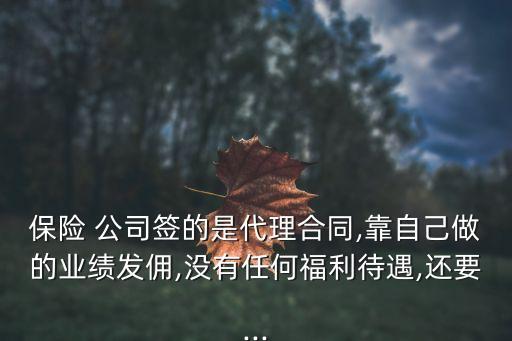 保險 公司簽的是代理合同,靠自己做的業(yè)績發(fā)傭,沒有任何福利待遇,還要...