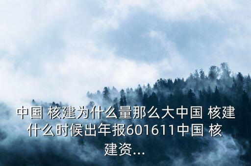 中國 核建為什么量那么大中國 核建什么時候出年報601611中國 核建資...