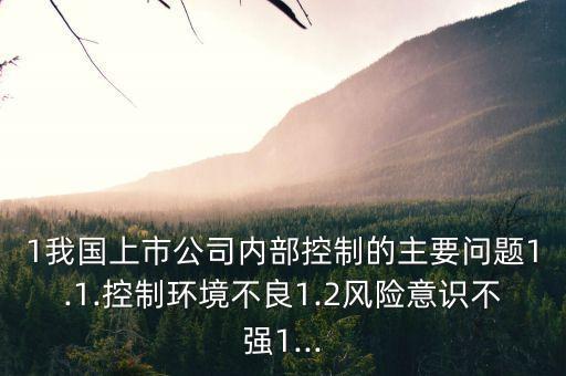 1我國上市公司內(nèi)部控制的主要問題1.1.控制環(huán)境不良1.2風險意識不強1...