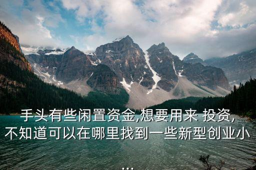 手頭有些閑置資金,想要用來(lái) 投資,不知道可以在哪里找到一些新型創(chuàng)業(yè)小...