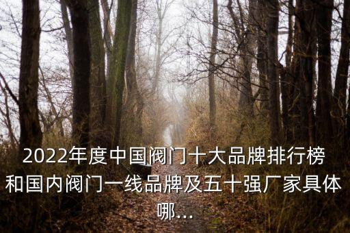 2022年度中國(guó)閥門十大品牌排行榜和國(guó)內(nèi)閥門一線品牌及五十強(qiáng)廠家具體哪...