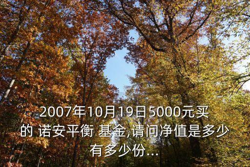 2007年10月19日5000元買的 諾安平衡 基金,請(qǐng)問(wèn)凈值是多少有多少份...