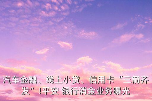 汽車金融、線上小貸、信用卡“三箭齊發(fā)”!平安 銀行消金業(yè)務(wù)曝光