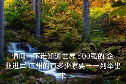 請(qǐng)問一下誰(shuí)知道世界 500強(qiáng)的 企業(yè)進(jìn)軍 廣州的有多少家要一一列舉出來