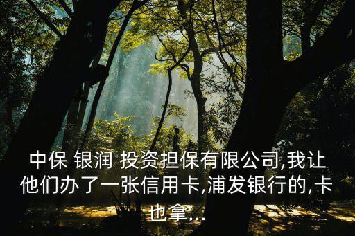 中保 銀潤 投資擔(dān)保有限公司,我讓他們辦了一張信用卡,浦發(fā)銀行的,卡也拿...