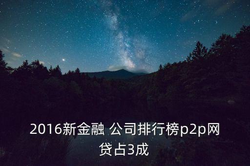 2016新金融 公司排行榜p2p網(wǎng)貸占3成