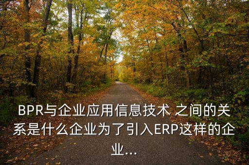 BPR與企業(yè)應用信息技術 之間的關系是什么企業(yè)為了引入ERP這樣的企業(yè)...