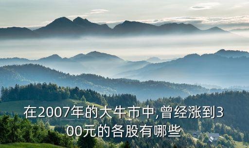 在2007年的大牛市中,曾經(jīng)漲到300元的各股有哪些