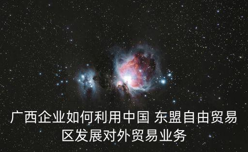 廣西企業(yè)如何利用中國 東盟自由貿(mào)易區(qū)發(fā)展對(duì)外貿(mào)易業(yè)務(wù)