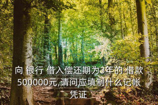 向 銀行 借入償還期為3年的 借款500000元,請問應(yīng)填制什么記帳憑證