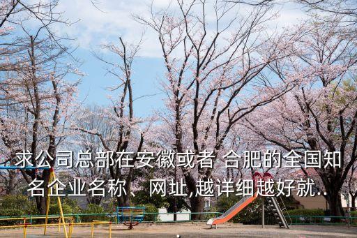 求公司總部在安徽或者 合肥的全國知名企業(yè)名稱、網(wǎng)址,越詳細越好就...