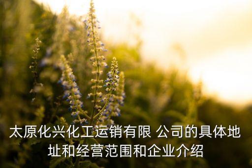 太原化興化工運(yùn)銷有限 公司的具體地址和經(jīng)營(yíng)范圍和企業(yè)介紹