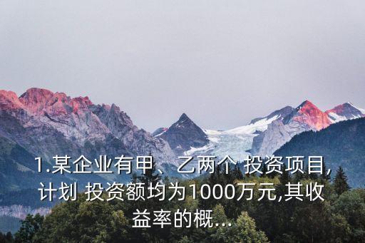 1.某企業(yè)有甲、乙兩個(gè) 投資項(xiàng)目,計(jì)劃 投資額均為1000萬元,其收益率的概...