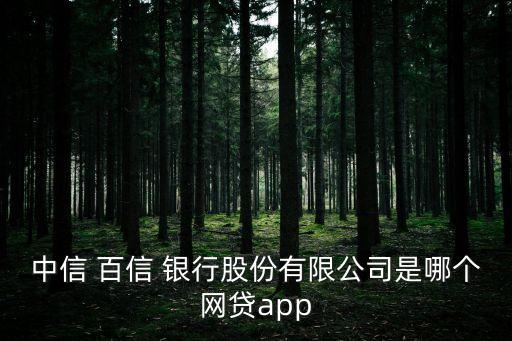 中信 百信 銀行股份有限公司是哪個網(wǎng)貸app