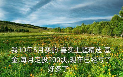 我10年5月買的 嘉實(shí)主題精選 基金,每月定投200塊,現(xiàn)在已經(jīng)虧了好多了...