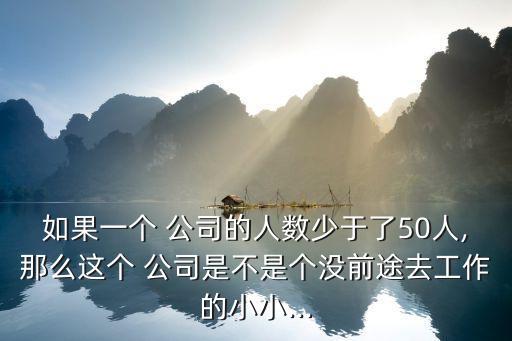 如果一個(gè) 公司的人數(shù)少于了50人,那么這個(gè) 公司是不是個(gè)沒前途去工作的小小...