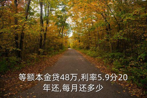 等額本金貸48萬,利率5.9分20年還,每月還多少