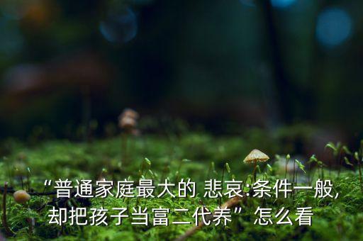 “普通家庭最大的 悲哀:條件一般,卻把孩子當(dāng)富二代養(yǎng)”怎么看