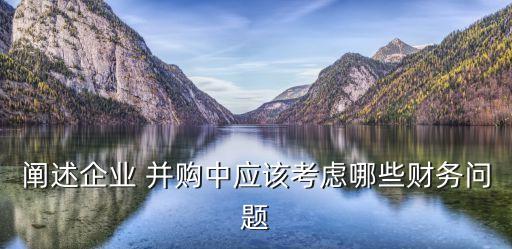 闡述企業(yè) 并購中應該考慮哪些財務問題