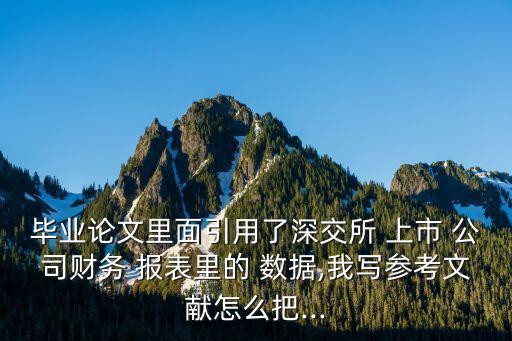 畢業(yè)論文里面引用了深交所 上市 公司財(cái)務(wù) 報(bào)表里的 數(shù)據(jù),我寫(xiě)參考文獻(xiàn)怎么把...