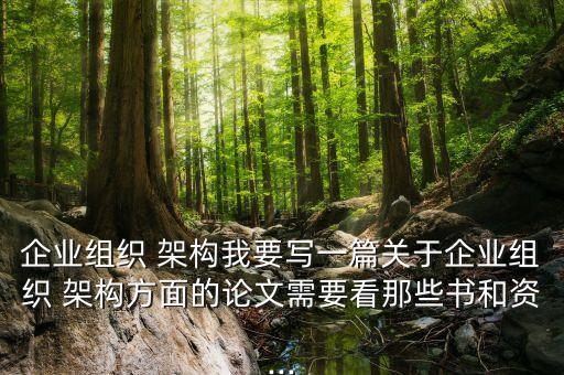 企業(yè)組織 架構(gòu)我要寫(xiě)一篇關(guān)于企業(yè)組織 架構(gòu)方面的論文需要看那些書(shū)和資...