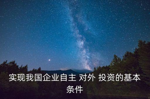 實(shí)現(xiàn)我國企業(yè)自主 對外 投資的基本條件