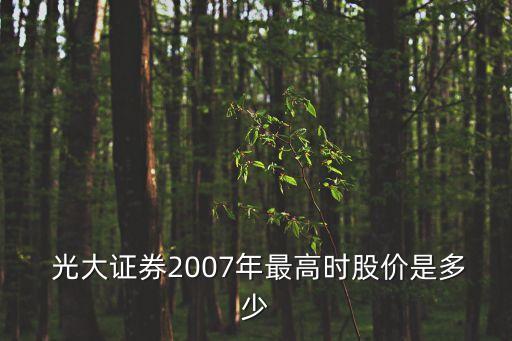  光大證券2007年最高時(shí)股價(jià)是多少