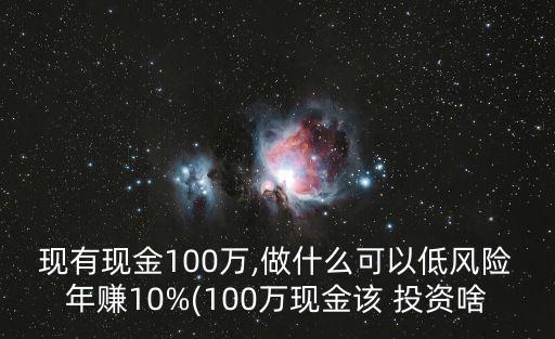 現(xiàn)有現(xiàn)金100萬,做什么可以低風(fēng)險(xiǎn)年賺10%(100萬現(xiàn)金該 投資啥