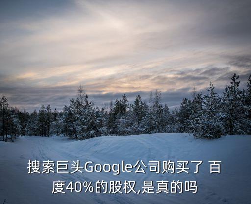 搜索巨頭Google公司購(gòu)買(mǎi)了 百度40%的股權(quán),是真的嗎