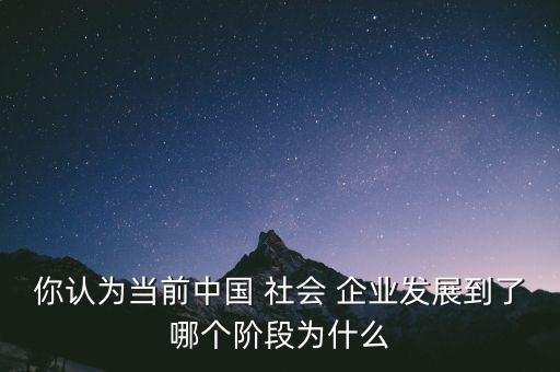 你認(rèn)為當(dāng)前中國 社會 企業(yè)發(fā)展到了哪個(gè)階段為什么