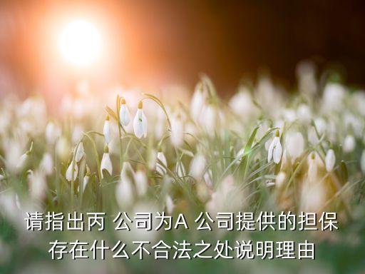 請(qǐng)指出丙 公司為A 公司提供的擔(dān)保存在什么不合法之處說明理由