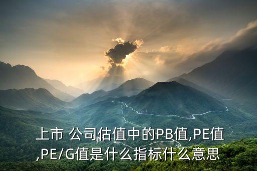  上市 公司估值中的PB值,PE值,PE/G值是什么指標什么意思