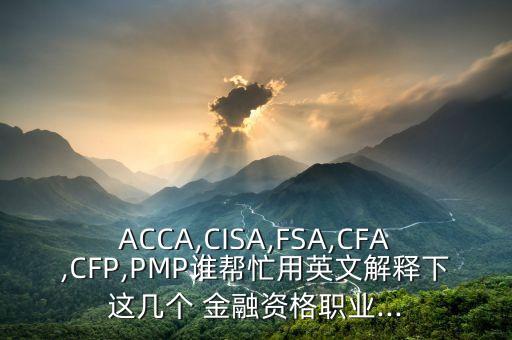 ACCA,CISA,FSA,CFA,CFP,PMP誰幫忙用英文解釋下這幾個 金融資格職業(yè)...