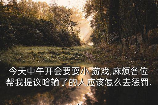 今天中午開會要耍小 游戲,麻煩各位幫我提議哈輸了的人應(yīng)該怎么去懲罰...