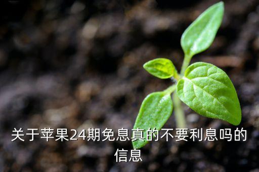 關(guān)于蘋果24期免息真的不要利息嗎的信息