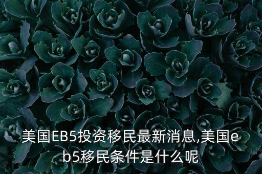 美國(guó)EB5投資移民最新消息,美國(guó)eb5移民條件是什么呢