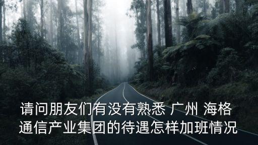 請(qǐng)問(wèn)朋友們有沒(méi)有熟悉 廣州 海格 通信產(chǎn)業(yè)集團(tuán)的待遇怎樣加班情況