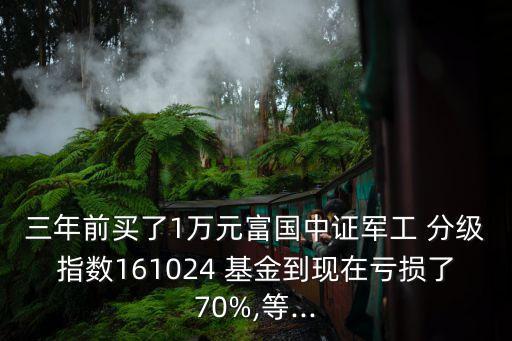 三年前買了1萬元富國(guó)中證軍工 分級(jí)指數(shù)161024 基金到現(xiàn)在虧損了70%,等...