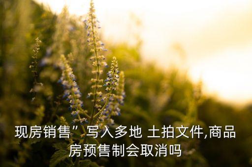 現(xiàn)房銷售”寫入多地 土拍文件,商品房預(yù)售制會(huì)取消嗎