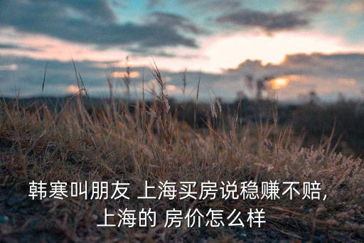 韓寒叫朋友 上海買(mǎi)房說(shuō)穩(wěn)賺不賠, 上海的 房?jī)r(jià)怎么樣