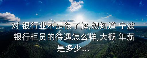 對(duì) 銀行業(yè)不是很了解,想知道 寧波 銀行柜員的待遇怎么樣,大概 年薪是多少...