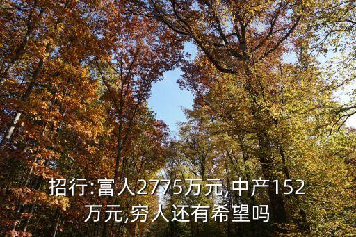 招行:富人2775萬元,中產(chǎn)152萬元,窮人還有希望嗎