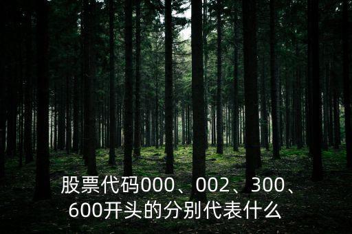  股票代碼000、002、300、600開頭的分別代表什么